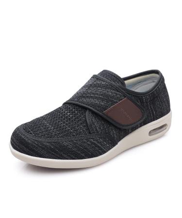 Yytcsjz Diabetic Shoes for Man Elderly Swollen Feet Non-Slip Air Cushion Bottom Fattening and Widening Shoe for Edema Arthritis Fasciitis Swollen Feet (Color : Black Grey Foot Length : 27cm) 27cm Black Grey