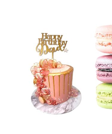 Happy Birthday Dad Cake Topper Acrylic Gold Decoration Cake Toppers (GOLD)