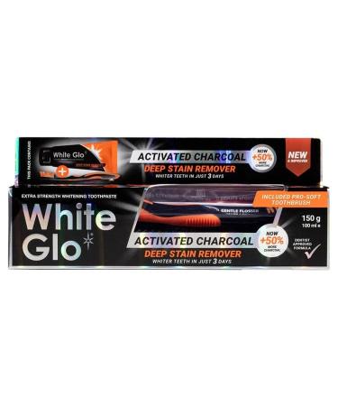 White Glo Charcoal Deep Stain Remover Toothpaste Black 150