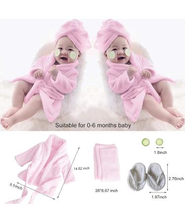 SPOKKI Baby Girl 5 PCS Bathrobe Set with Slippers & Cucumber Prop | Newborn Photography Props for Boys & Girls (0-6 Months) - Pink - Buy Online on GoSupps.com