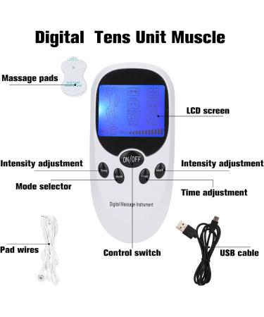 TENS Device for Pain Therapy - 2 Channels Muscle Stimulator with 8 Electrodes Pads | Effective Muscle Building & Pain Relief - Buy Online on GoSupps.com
