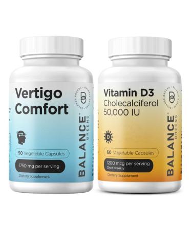 Balance Breens Vertigo Relief 1750mg + Vitamin D3 50 000 IU Supplement Combo