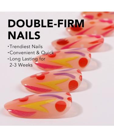 Medium Press On Nails  BettyCora SPRING SUMMER NAILS Press Nails 24 Fake Nails with Nail Glue Stick on Nails for Women Acrylic nails Press On Manicure Kit (Innocent Flower Park) A17- Innocent Flower Park - Buy Online on GoSupps.com