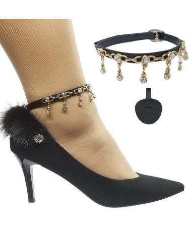 Anti-Slip Ankle Straps for Loose High Heels - Diamond Decor 9 Inch Black | Women's Shoe Accessories - Buy Online on GoSupps.com