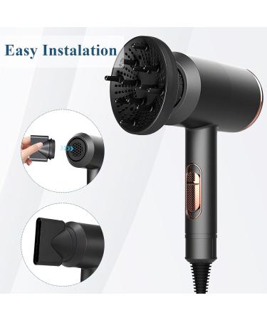 2000W Ionic Hair Dryer with Diffuser - Professional Fast Drying Blow Dryer for Women - 2 Speed 3 Heat Settings - Cool Shot Button - Travel Hairdryer (Black) - Buy Online on GoSupps.com