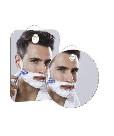 Q-BICS Fog Free Shower Shaving Mirror Rectangular and Round Shapes Set of 2 Just Hang On Wall Unbreakable Portable Traveling Shaving Mirror
