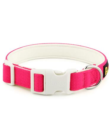 Plutus Pet Cotton Dog Collar Heavy Duty Collar with Soft Padding Adjustable and Comfortable for Small Medium and Large Dogs Hot Pink S Small Hot Pink