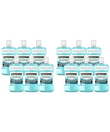 Listerine Cool Mint Mild (6 x 500 ml) antibacterial mouthwash with essential oils & without alcohol mouthwash combats effective bacteria perfect addition to daily dental care