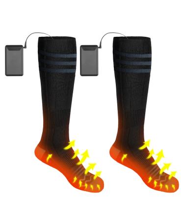 Heated Socks for Men/Women - Upgraded Rechargeable Electric Socks with Large Capacity Battery for 4-8 Hours Heating time Black&Gray