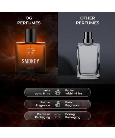 OG BEAUTY LUXURY Smokey Eau De Parfum Perfume for Men with Aged Whisky & Sandalwood | Premium Long-Lasting Smoky & Woody Fragrance 50ml - Buy Online on GoSupps.com