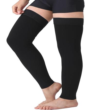 TOFLY Opaque Thigh High Compression Stockings 20-30 mmHg Firm Support - Silicone Band, Footless Sleeves for Varicose Veins & Edema - Black, L - Buy Online on GoSupps.com