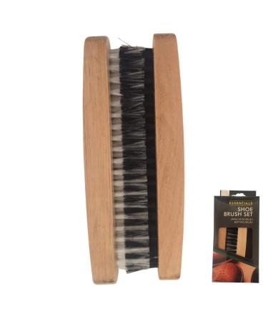 Boot brush 2pcs Traditional Shoe Brush for leather shoes - Includes applicator and buffing brush - Shoe Shine Brush - Shoe Polish and Bristles Brush for Boots