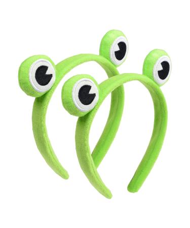 MFUOE 2 Pieces Frog Headband Makeup Headband Gree Frog Hair Bands Hair Accessories Cartoon Hair Tie for Makeup Shower Face Washing Skincare Sports