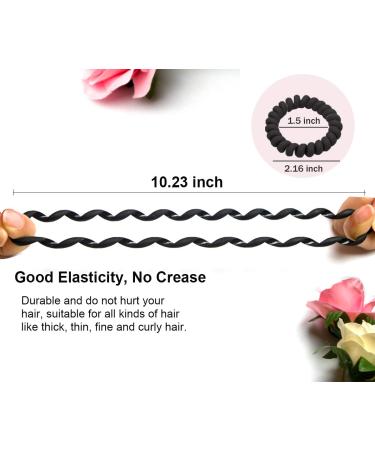 Spiral Hair Ties Black - 10 Pcs Matte Phone Cord Hair Coils for Women - Traceless Elastic Coil Hair Ties - Waterproof & No Crease - Buy Online on GoSupps.com