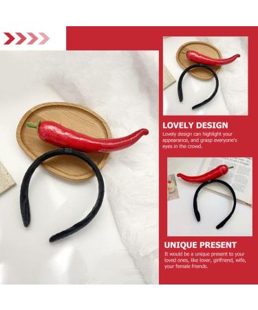 Lurrose Plush Chili Pepper Headband - Fun Vegetable Hairband for Weddings & Girls | Bridal Hair Accessories in Red - Buy Online on GoSupps.com