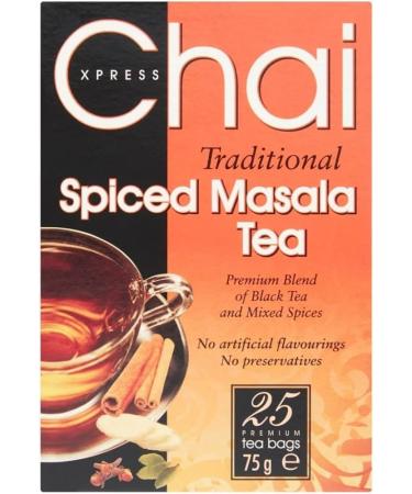 Chai Xpress Spiced Masala Tea | 25 Tea Bags | Traditional Spiced Masala Tea | Premium Blend Of Black Tea & Mixed Spices | No Artificial Flavourings | No Preservatives | Indian Origin |75G | Pack Of 2 - Buy Online on GoSupps.com