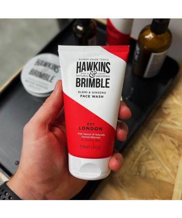 Hawkins & Brimble Men's Face Wash 150ml - Aloe Vera for Sensitive Skin | Cool Cleansing Oil Removal & Refreshing Elemi & Ginseng Fragrance - Buy Online on GoSupps.com