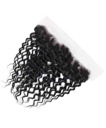16 Deep Wave 13x4 Transparent Lace Frontal Closure - 150% Density Brazilian Human Hair - Pre-Plucked with Baby Hair - Natural Black Color - Buy Online on GoSupps.com