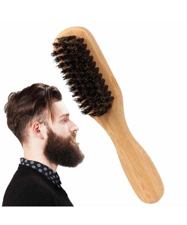 Intoximt 15.5x3.5x2.8 cm beard brush men men's brush with wild boar bristles face shaving brushes with wooden handle for men beard care brush for men smoothes and promotes beard growth