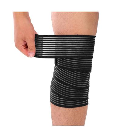 Zerone Compression Wrist Knee Brace Wraps  Elastic Sports Wrist Knee Bandage Wrap 180cm Reusable Nylon Adjustable Breathable Knee Thigh Wrist Band Support Arm Pad Brace Black