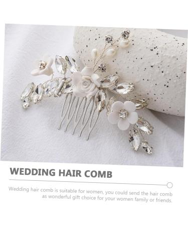 Wedding Hair Accessories Hair Toppers Rhinestone Hair Comb Flower Hair Side Comb Decorative Hair Side Comb Headgear Decorate Wedding Dress Crystal Bride White Soft Pottery Flower - Buy Online on GoSupps.com