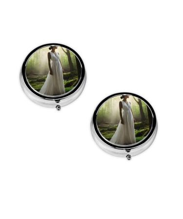 Lake Fairy Printed Mini Round Pill Box Pill Box 3 Compartment Medicine Pill Case Pill Organizer Travel Pillbox Portable Pill Box for Pocket Home Office Use