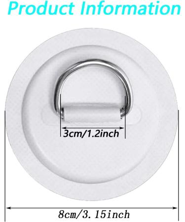 6 Pack Stainless Steel D-Ring Patch for PVC Inflatable Boats and Watercraft - Deck Accessories, No Glue Needed - White - Buy Online on GoSupps.com