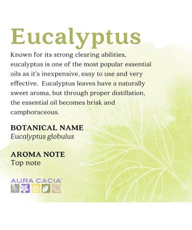 Aura Cacia 100% Pure Eucalyptus Essential Oil - GCMS Tested, 7.4 ml with Uses Insert - Buy Online on GoSupps.com