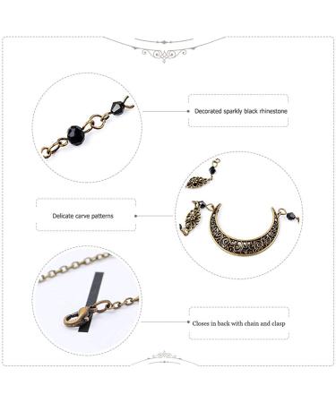 Yalice Boho Crescent Moon Head Chain | Vintage Crystal Hair Accessory for Women and Girls | Bronze-1 - Buy Online on GoSupps.com