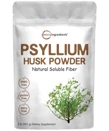 Psyllium Husk Powder, 2 Pound (32 Ounce), Soluble Fiber, Psyllium Husk Daily Fiber for Baking, Smoothie and Beverage, India Origin, Keto Diet, Unflavored, Gluten Free, No GMOs and Vegan Friendly 2 Pound (Pack of 1)