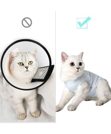 Dotoner Cat Recovery Suit - Surgical Shirt for Abdominal Wounds & E-Collar Alternative - S White Blue Stripes - Buy Online on GoSupps.com
