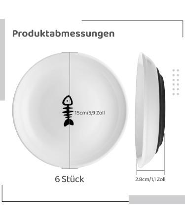 Dorakitten 6Pcs Ceramic Cat Bowls - Non-Slip Wide Shallow Dishes for No Whisker Fatigue - Pet Food/Water Plates 15cm Diameter - Buy Online on GoSupps.com