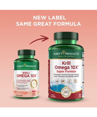 Purity Products Krill Omega-3 10x More EPA and DHA Super Formula Premium PhosphoBoost Krill Oil + Astaxanthin - Supports Joint Comfort + Flexibility - No Fish Burps LemonLock System - 60 SoftGels 1 Count (Pack of 60) - Buy Online on GoSupps.com