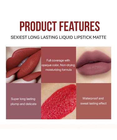 Matte Liquid Lipstick Makeup Set - 3 Pcs Long Lasting Smudge Proof Lip Gloss | High Pigmented Velvety Nude Red Lip Stain Gift Set for Women & Girls - Buy Online on GoSupps.com