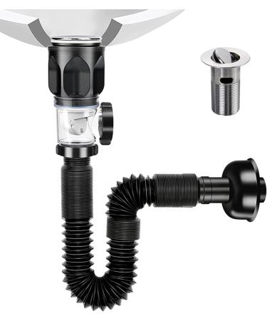Saddgo Popup Basin Waste Drainer Universal Washbasin Drainer with Flexible Drain Down Hose & Popup Filter Sink Plug Durable stainless steel+ABS - Buy Online on GoSupps.com