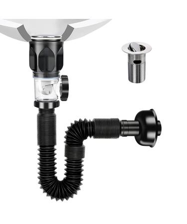Universal Washbasin Drainer With Flexible Drain Down Hose & Popup Filter Sink Plug Odour Resistant Drainer Flexible Drain Down Hose Popup Basin Waste Drainer Universal Washbasin Drainer With