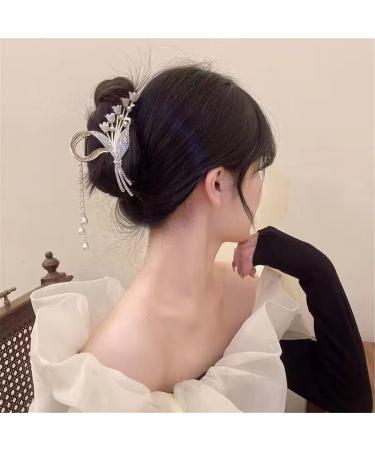 Women's hair accessories banana hair clips Korean Orchid Lily Claw Clip Retro Pearl Tassel Ponytail Claw Clip Girl Hair Accessories (Color : TS5327 3) - Buy Online on GoSupps.com