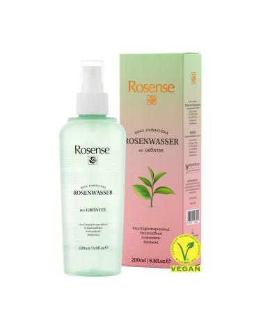 Rosense rose water spray with green tea - moisturizing facial water spray for facial cleaning facial care vegan 100% natural - 200 ml rose water with green tea (200ml)