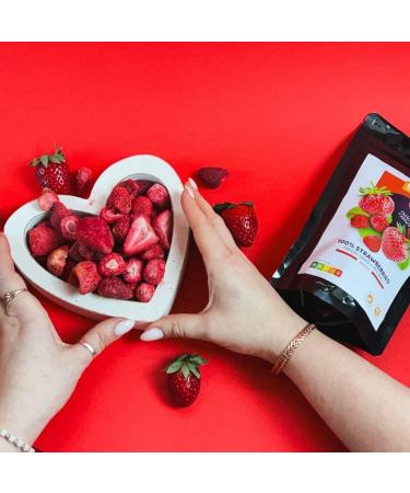 Freeze Dried Strawberries (Fraises lyophilis es) - 100% Natural No Added Sugar Crunchy and Delicious Healthy Snack (35g 100g 300g) (100g pack) - Buy Online on GoSupps.com