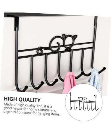 LABRIMP College Essentials 7 Door Hook Towel Hooks Cabinet Hooks Wood Decor Coat Hook Coat Hanger No Trace Bedroom Door Office 42X22CM Black - Buy Online on GoSupps.com