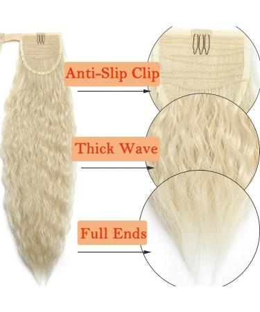 26 Inch Bleach Blonde Curly Wrap Around Ponytail Hair Extension - Synthetic Magic Yaki Corn Wave Ponytail - Buy Online on GoSupps.com