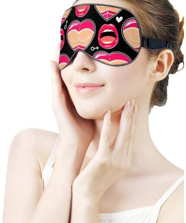 Booty Lips Heart Soft Sleep Mask for Women - Funny Love Pattern Blackout Eye Mask with Adjustable Straps | Travel-Friendly Sleep Solution - Buy Online on GoSupps.com