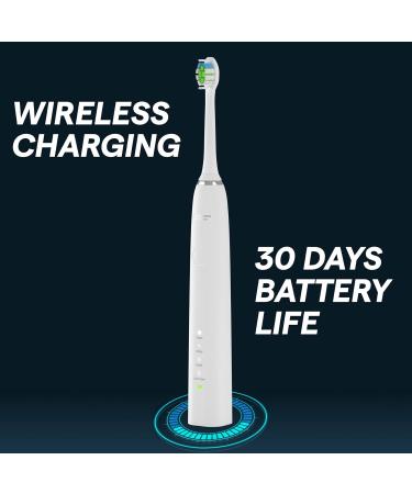 MOUTHARMOR Electric Sonic Toothbrush with Travel Case, 4 Brush Heads, Wireless Charging - White - Buy Online on GoSupps.com
