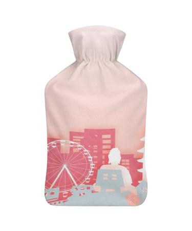 Heat bottle with lid Japanese autumn landscape rubber hot water sac for pain relief cramps foot warmers hot and cold therapy