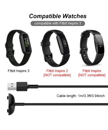 Emilydeals Charger for Fitbit Inspire 3  Replacement USB Charging Cable with 3.3ft Cord for Fitbit Inpsire 3 (1) - Buy Online on GoSupps.com