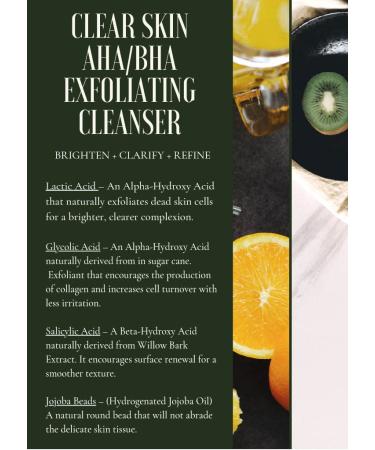 Clear Skin AHA BHA Exfoliating Cleanser - Glycolic & Salicylic Acid with Jojoba Beads | 8oz Pump | Ideal for All Skin Types - Buy Online on GoSupps.com