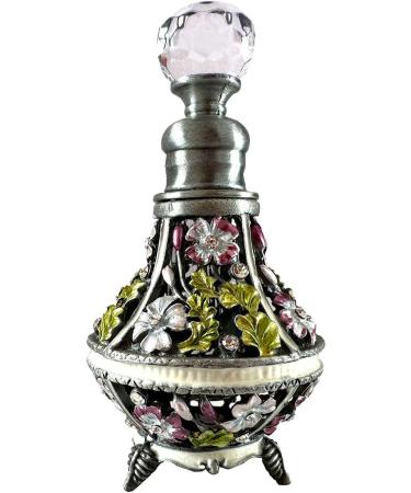 JFYSJ Fancy Classic Pattern Empty Refillable Glass Perfume Bottle Retro Frosted Flower Lid Perfume Bottle - Buy Online on GoSupps.com