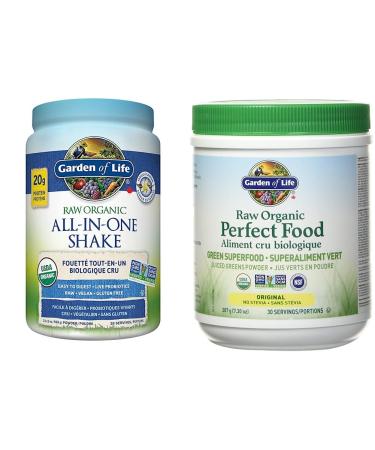 Garden of Life Raw All-in-One Nutritional Shake (Vanilla 28 servings) | Raw Organic Perfect Food Green Superfood (Original 207g) Shake + Raw Organic Vanilla 969 g (Pack of 1)