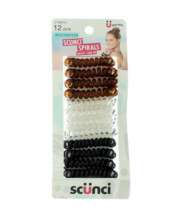 Scunci Dent-Free Hold Spirals Wristie + Hair Tie 12 Pieces
