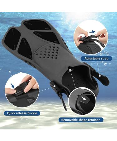 Happyouth Swim Fins - Snorkel Fins for Swimming and Diving - Adjustable Black L/XL (Adult US Size 9-13) - Buy Online on GoSupps.com